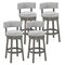 Set Of 4 Upholstered Swivel Bar Stools Wooden Bar Height Kitchen Chairs Grey